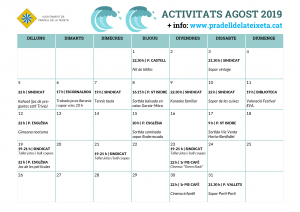 calendari activitats agost 2019