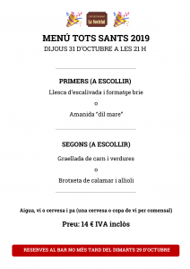 Menú Tots Sants 2019 bo
